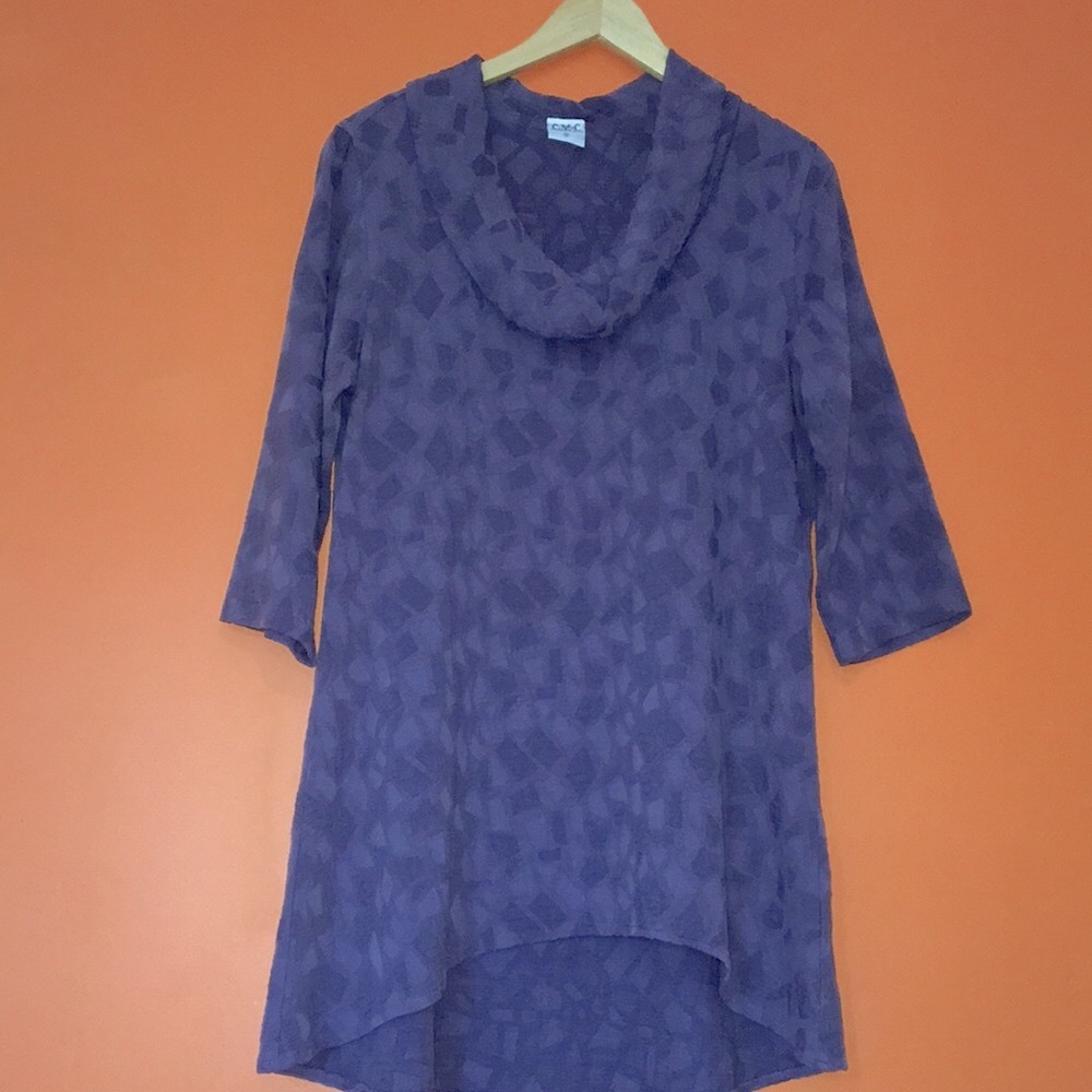 Color Me Cotton CMC Purple Cowl Neck Tunic Dress 100% Cotton Size Small Woman’s